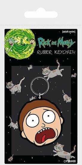 RICK &amp; MORTY - Rubber Keyring - Morty Terrified Face