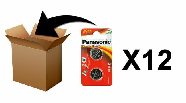 PANASONIC - Piles Lithium Coin - CR2016 X 2 - Box 12 Pack
