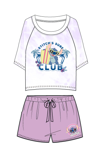 DISNEY- Stitch&#039;s Surf Club - Short Purple Woman Pyjama (M)
