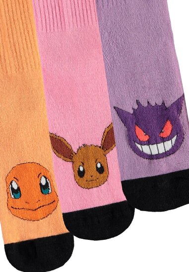 POKEMON - Trio Color - Pack of 3 pairs of Sport socks (T35-38)