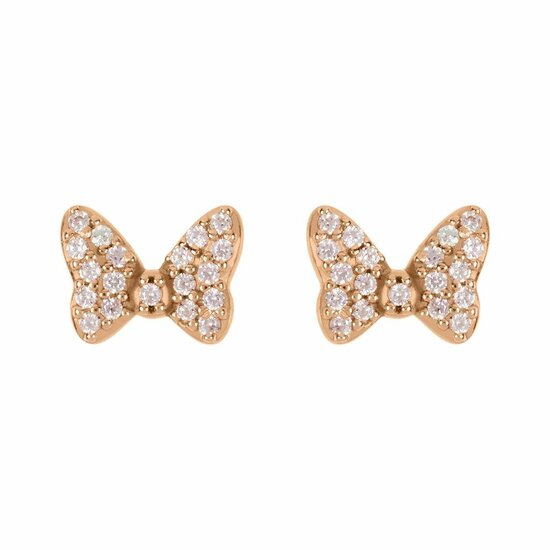 MINNIE - Bow - 1 Pair of Gold Plated Sterling Silver CZ Stone Earrings