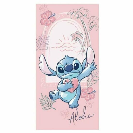 LILO &amp; STITCH - Stitch Pink - Beach Towel 100% Polyester - 70x140cm