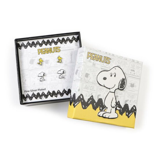 SNOOPY - 2 Pairs of Studs Earrings in Brass