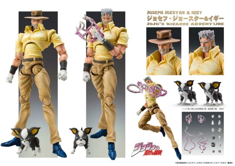JOJO PART 3 - Joseph Joestar &amp; Iggy - Fig. Super Action Chozokado 15cm
