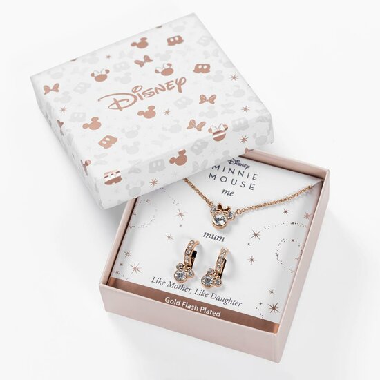 MINNIE -Mother &amp; Daughter Set- Silver Brass Plated Necklace + Earrings