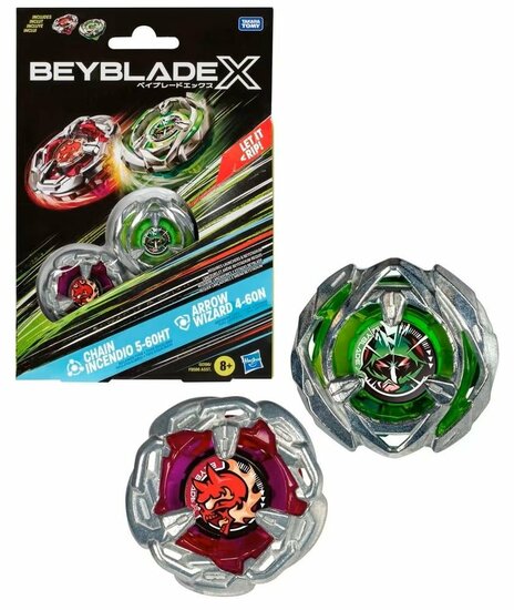 BEYBLADE X - Chain Incendio 5-60HT &amp; Arrow Wizard 4-60N Dual Pack