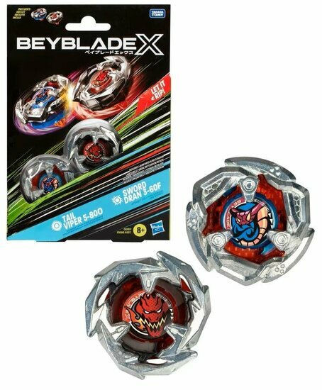 BEYBLADE X - Tail Viper 5-80O &amp; Sword Dran 3-60F Dual Pack
