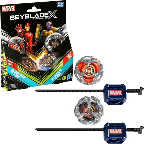 BEYBLADE X - Marvel Iron Man 4-80B &amp; Thanos 4-60P Dual Pack