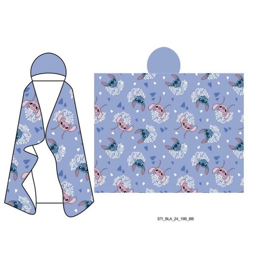 DISNEY - Stitch &amp; Angel - Hooded Blanket 120x150cm