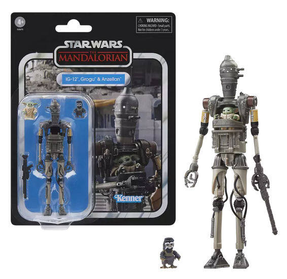 THE MANDALORIAN - IG-12, Grogu &amp; Anzellan -Fig Vintage Collection 10cm