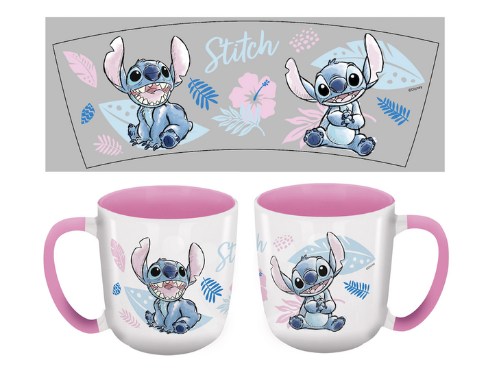 STITCH - Watercolor Pink - Mug Elite Colored Inner - 384ml