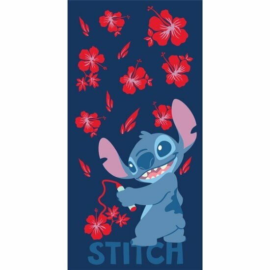 DISNEY - Stitch &quot;Red Flowers&quot; - Beach Towel 90x170cm