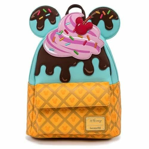 DISNEY - Mickey &amp; Minnie Ice Cream - Backpack LoungeFly &#039;23x25x10&#039;