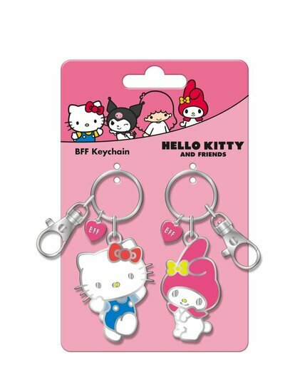 HELLO KITTY &amp; MELODY - Duo Set Metal BFF Keychains