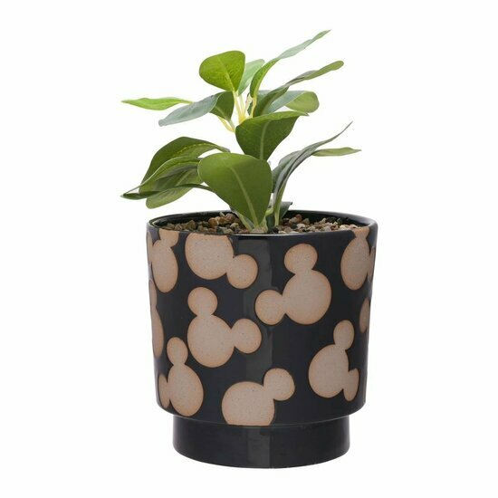 MICKEY - Shapes - Black&amp;White - Planter with Faux Plant
