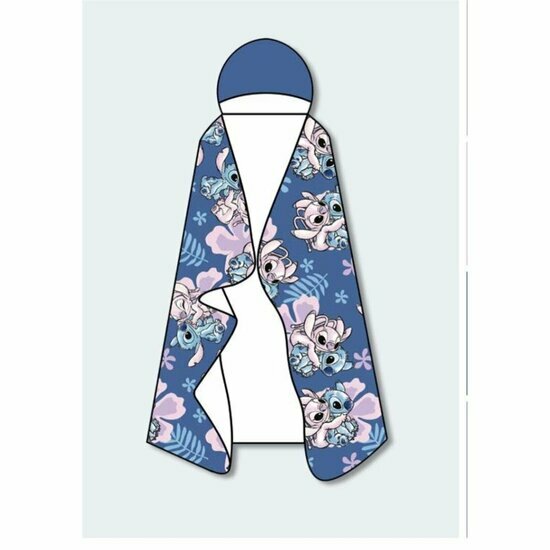 DISNEY - Stitch &amp; Angel &quot;Flowers&quot; - Hooded Blanket 120x150cm