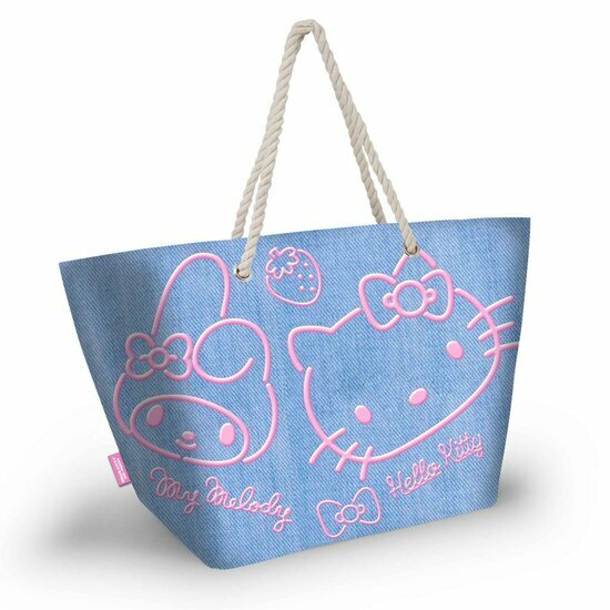 HELLO KITTY &amp; MELODY - Denim - Beach Bag &#039;52x37x17cm&#039;