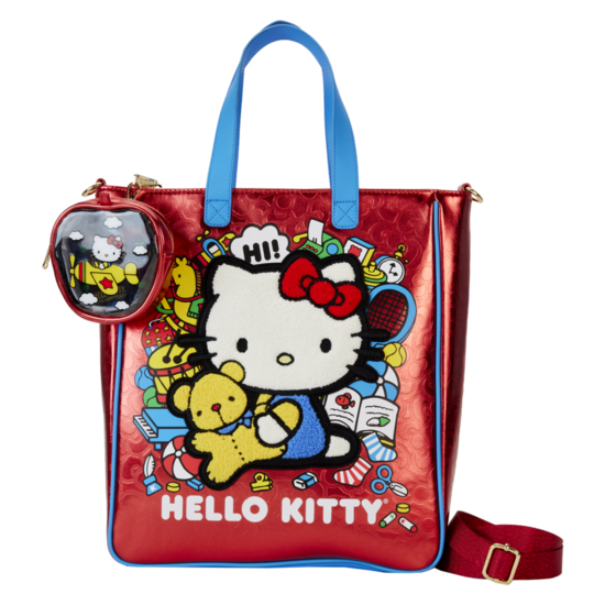 HELLO KITTY - 50th Anniv. - Mettalic Tote Bag with Coin Bag Loungefly