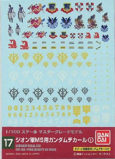 GUNDAM - GUNDAM DECAL 017 - MG Multiuse Zeon