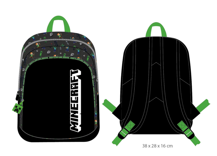 MINECRAFT - 2 Compartments BackPack &#039;38x28x16cm&#039;