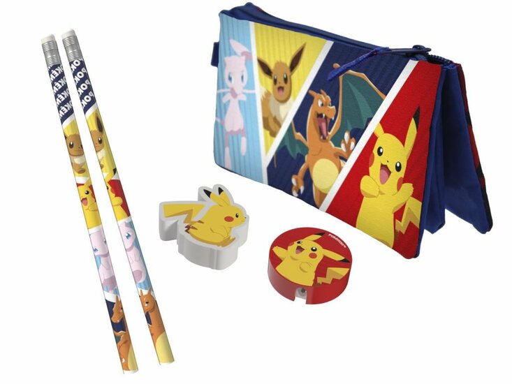 POKEMON - Stationery Set with Triple Pencil Case - 5pc