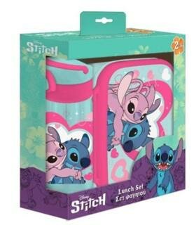 STITCH &amp; ANGEL - Set of Lunch Box &amp; Plastic Bottle 500ml