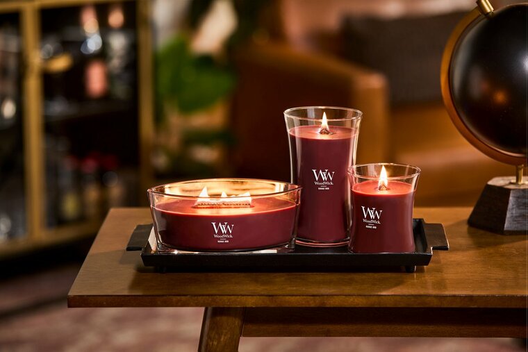 WoodWick Hourglass Large Geurkaars - Rouge Oud - 130 branduren