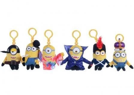 MINIONS - Keychain Plushies 14 cm - New Movie Costume - Pack of 6