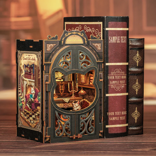 BOOK NOOK KIT - DIY - Count Cat&#039;s Study - 108pc + LED Light