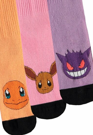 POKEMON - Trio Color - Pack of 3 pairs of Sport socks (T39-42)