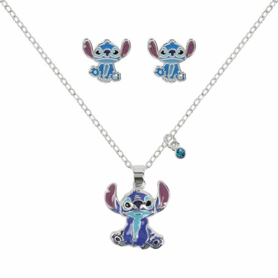STITCH - Earrings &amp; Necklace Set - Plated Brass