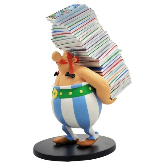 ASTERIX &amp; OBELIX - Obelix carrying a stack of comics - Statue 30cm