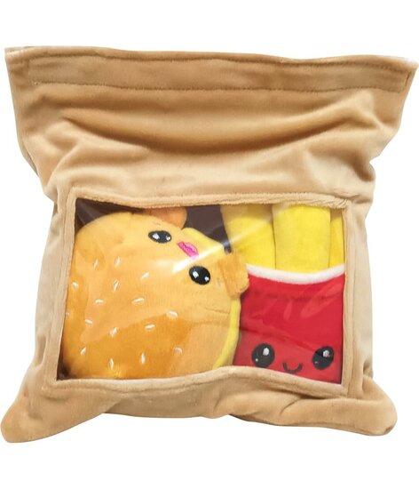 YUMMIES - Burger &amp; French fries - 2 plush 15cm in plush bag 21x21cm