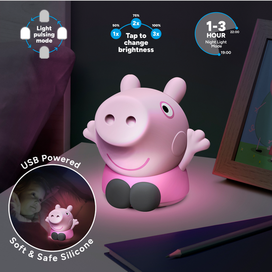 PEPPA PIG - &#039;SquishyGlo&#039; Silicone Light Rechargeable 14cm
