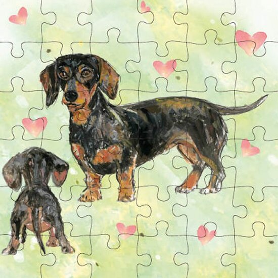 Animal Friends - Wenskaart met Puzzel - JPC016 - Teckel