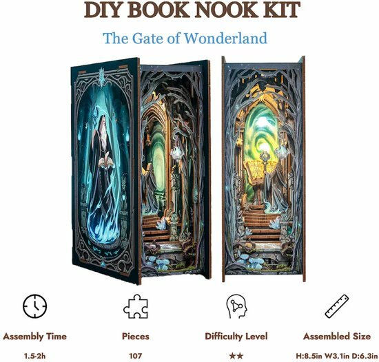 BOOK NOOK KIT - DIY - The Gate of Wonderland - 107pc + LED Light
