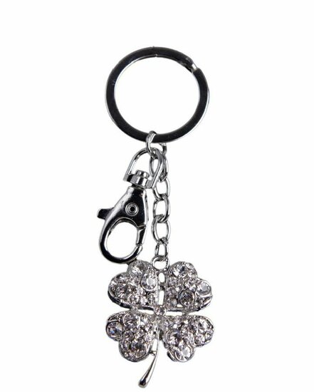 Sparkling Keyring met Austrian Crystals - Klavertje