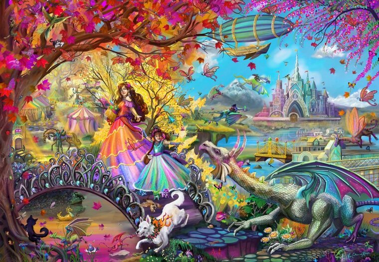 Bluebird Puzzle herfst kasteel festival - legpuzzel 1000 stukjes