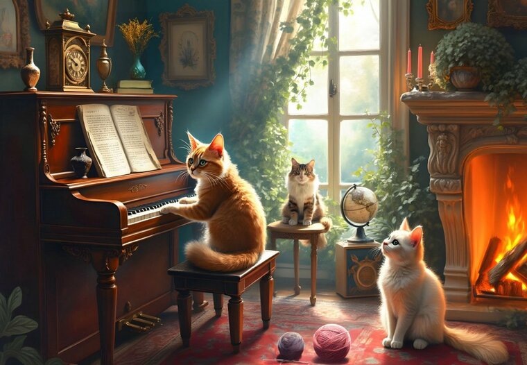 Bluebird Puzzle katten puzzel Feline Concerto - 1000 stukjes