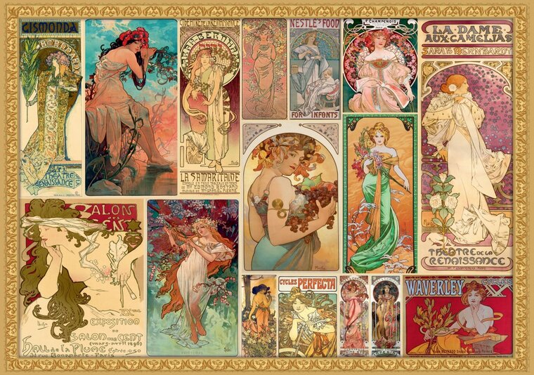 Grafika Alfons Mucha - Collage - Legpuzzel 2000 Stukjes