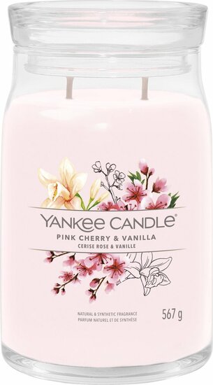 Yankee Candle - Pink Cherry &amp; Vanilla Large Jar Geurkaars - 90 branduren - twee lonten