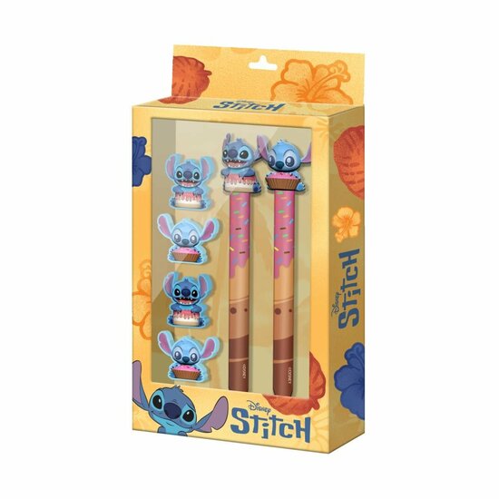 STITCH &amp; ANGEL - Donut - Set of 2 Pencils + 4 Erasers