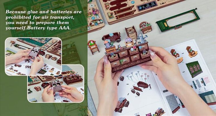 MINIATURE HOUSE - DIY - Blossom Florist - 265pc + LED Light