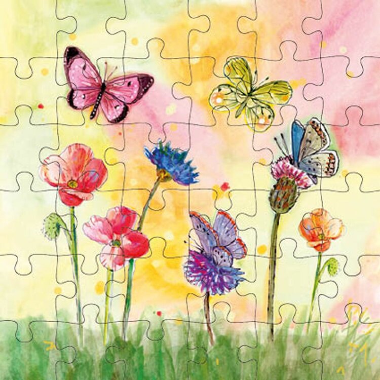 Animal Friends - Wenskaart met Puzzel - JPC002 - Butterflies