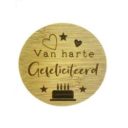 Bamboe deksel - Light Up - Van harte Gefeliciteerd