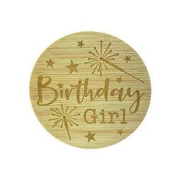 Bamboe deksel -Light up - Birthday Girl