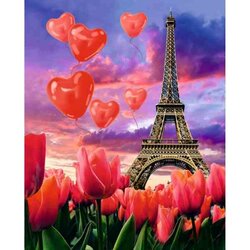 Diamond painting op kader "Love is in the air" 40x50 cm