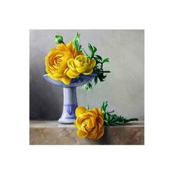 Diamond Painting Yellow Peonies 50x50 cm vierkante steentjes