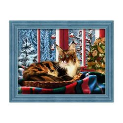 Diamond Painting Maine Coon at the Window 40x30 cm vierkante steentjes