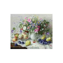 Diamond Painting Flower & Fruit Still Life 60x50 cm vierkante steentjes